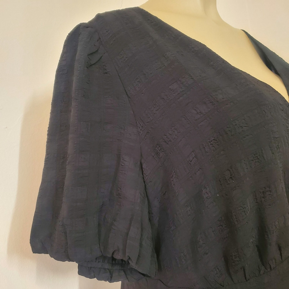 Black Babydoll Midi Dress OX Plus Size Button Down Office Whimsigoth - Picture 6 of 16